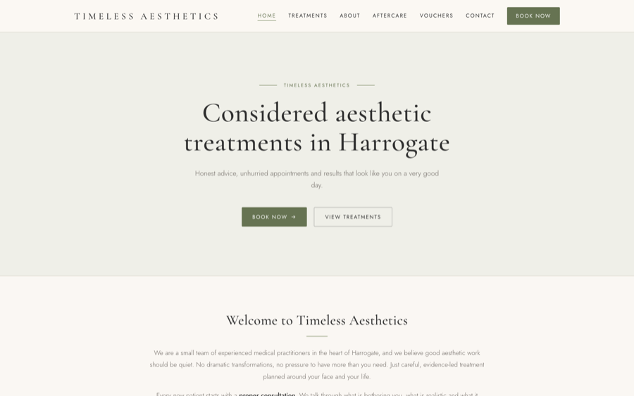A hosted Glodesk clinic website in the Editorial theme